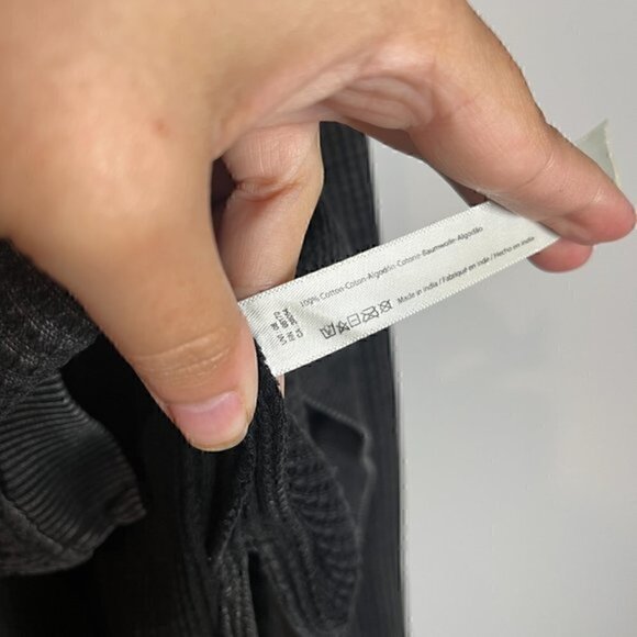 Free People FP One black waffle lace up long sleeve top - Picture 5 of 6